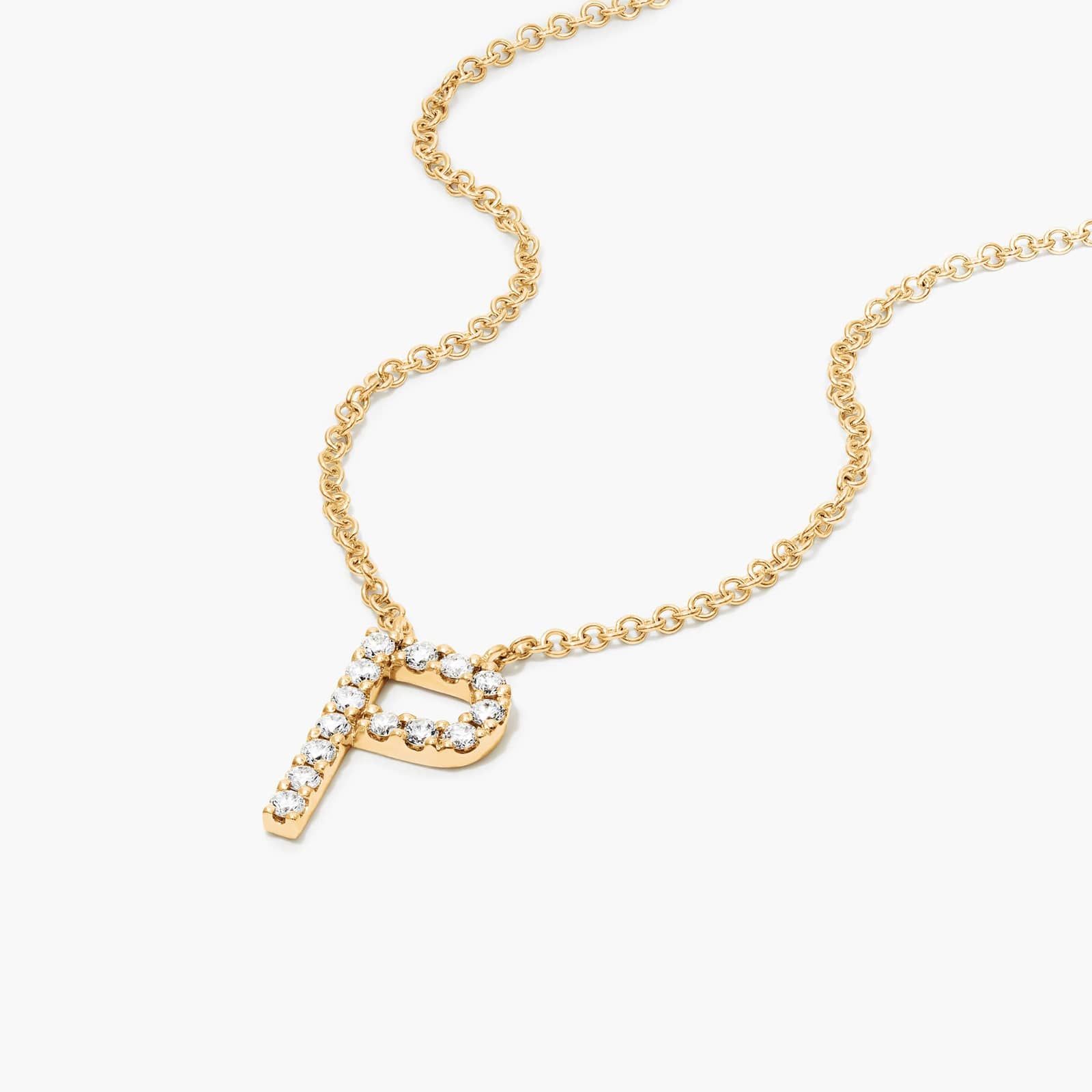 P Initial Lab-Grown Diamond Necklace In 14K Yellow Gold