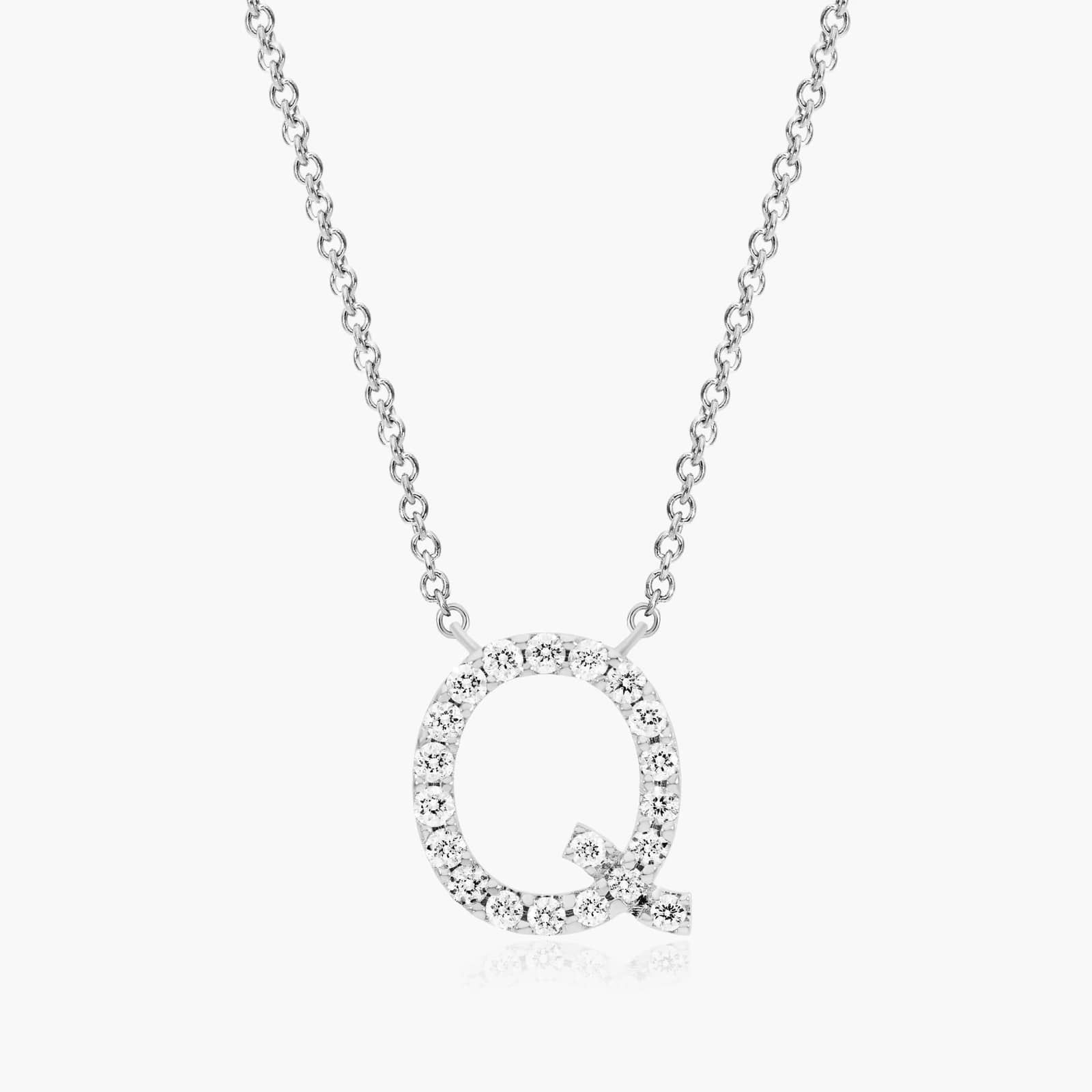 Q Initial Lab-Grown Diamond Necklace In 14K White Gold