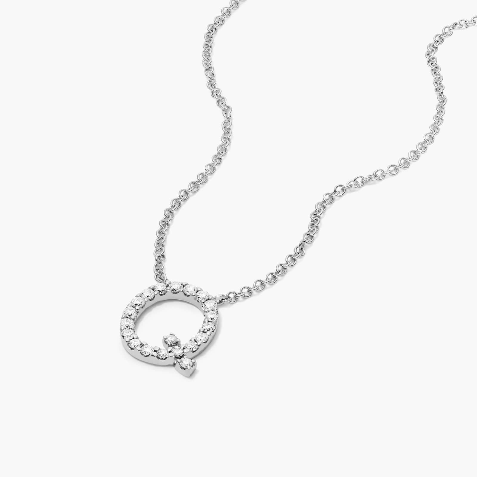 Q Initial Lab-Grown Diamond Necklace In 14K White Gold