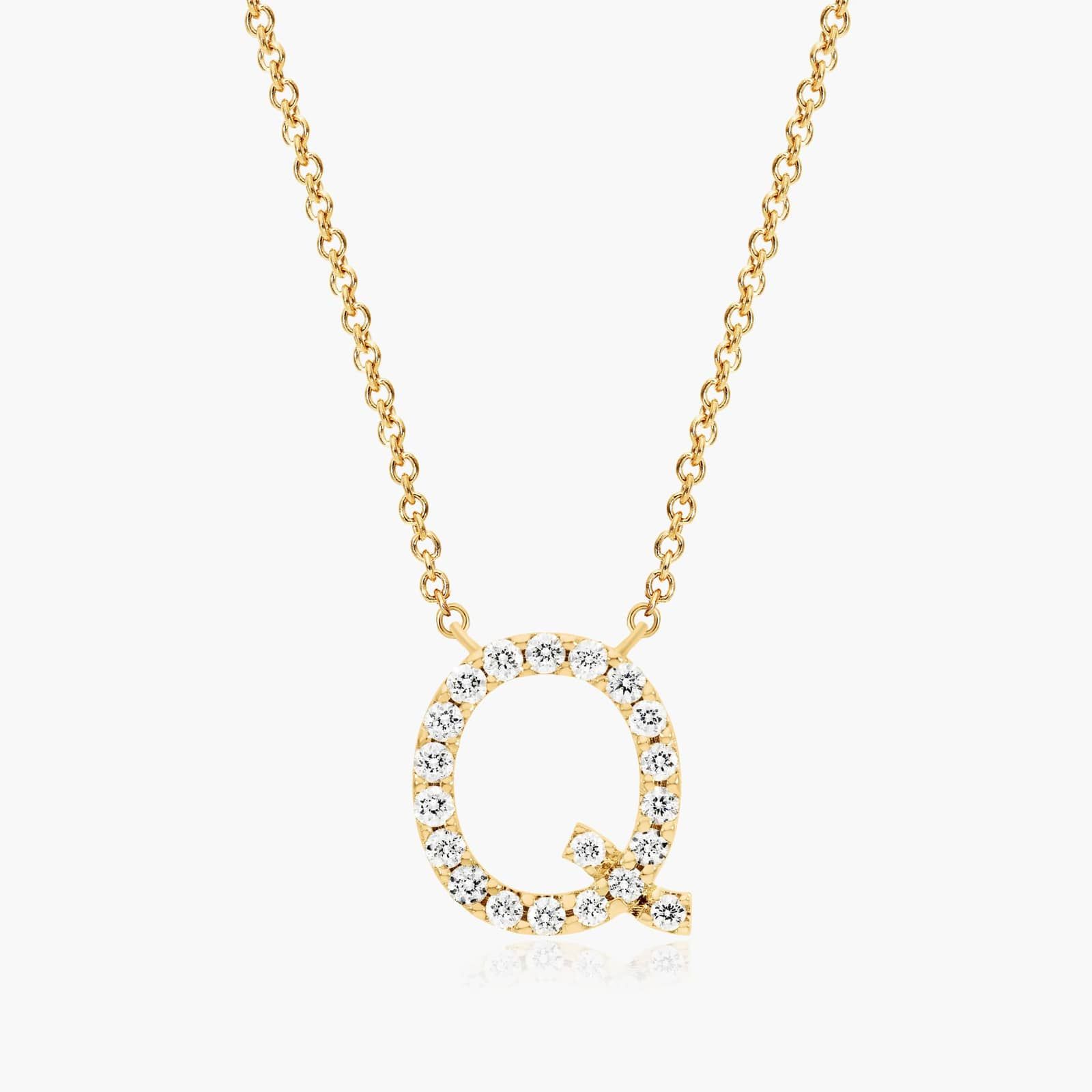 Q Initial Lab-Grown Diamond Necklace In 14K Yellow Gold