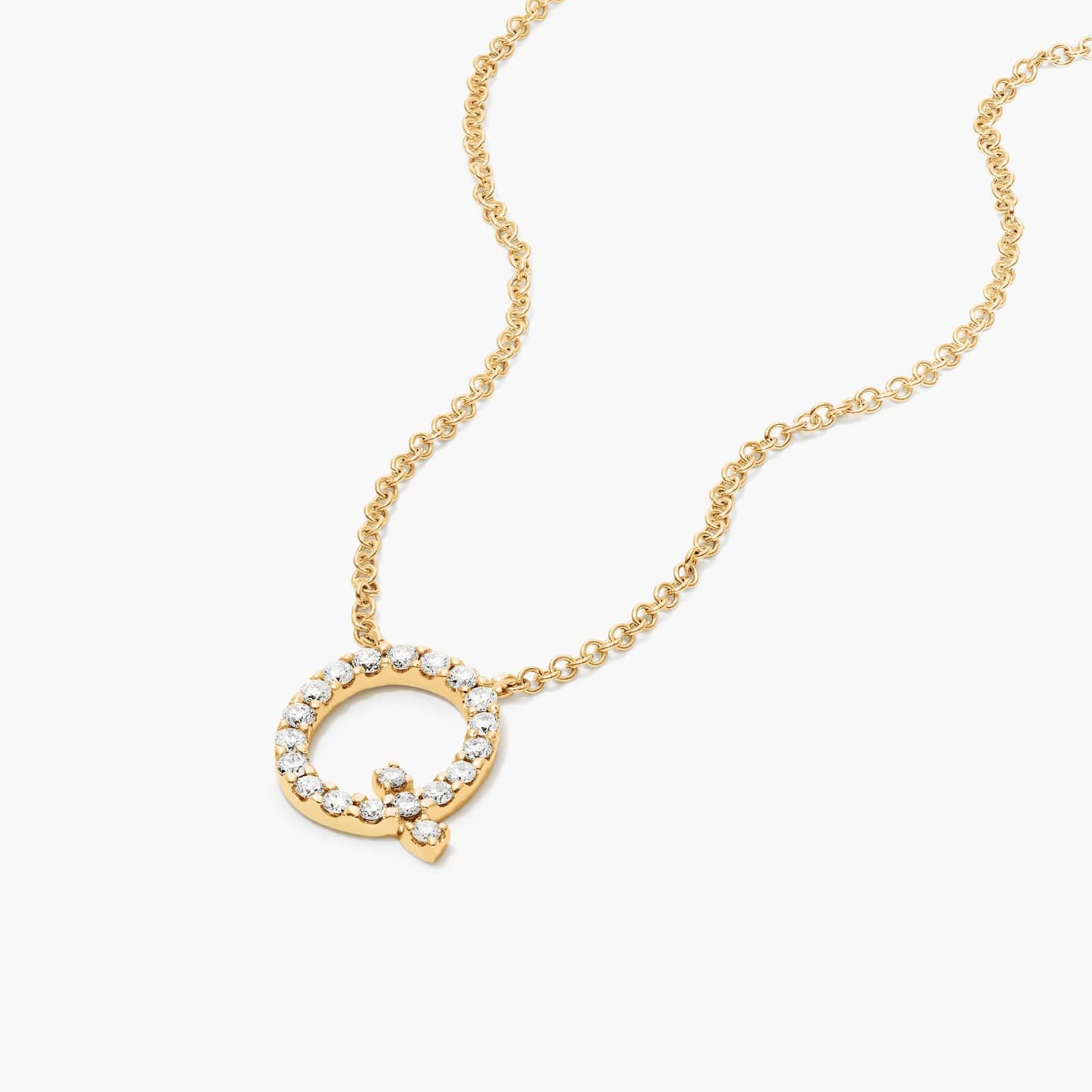 Q Initial Lab-Grown Diamond Necklace In 14K Yellow Gold