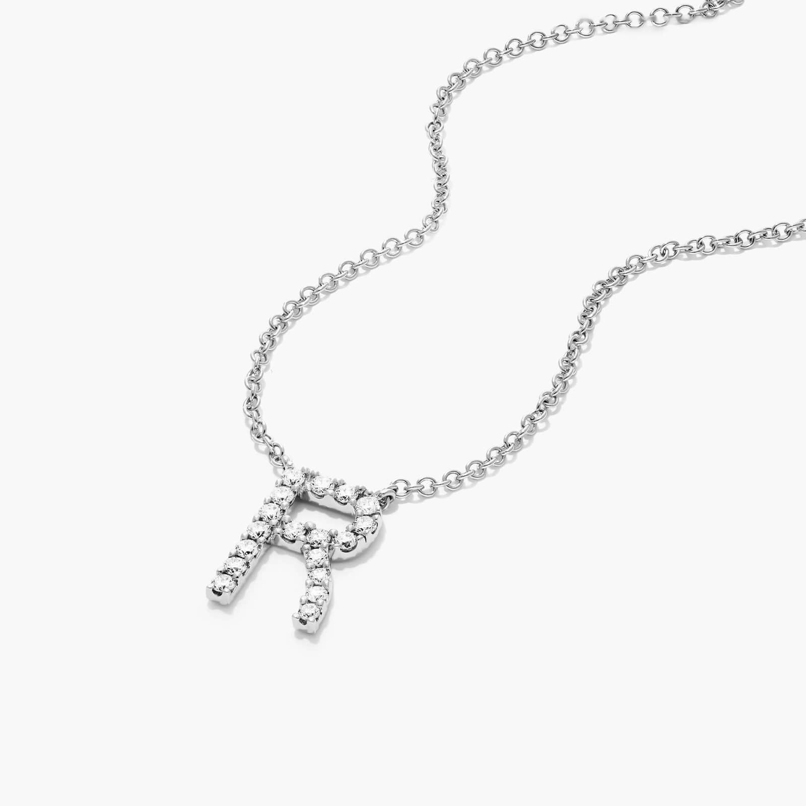 R Initial Lab-Grown Diamond Necklace In 14K White Gold