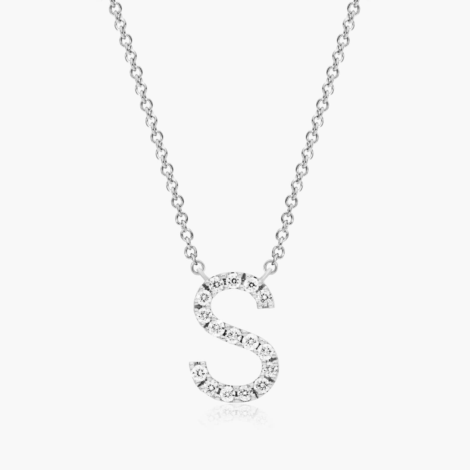 S Initial Lab-Grown Diamond Necklace In 14K White Gold