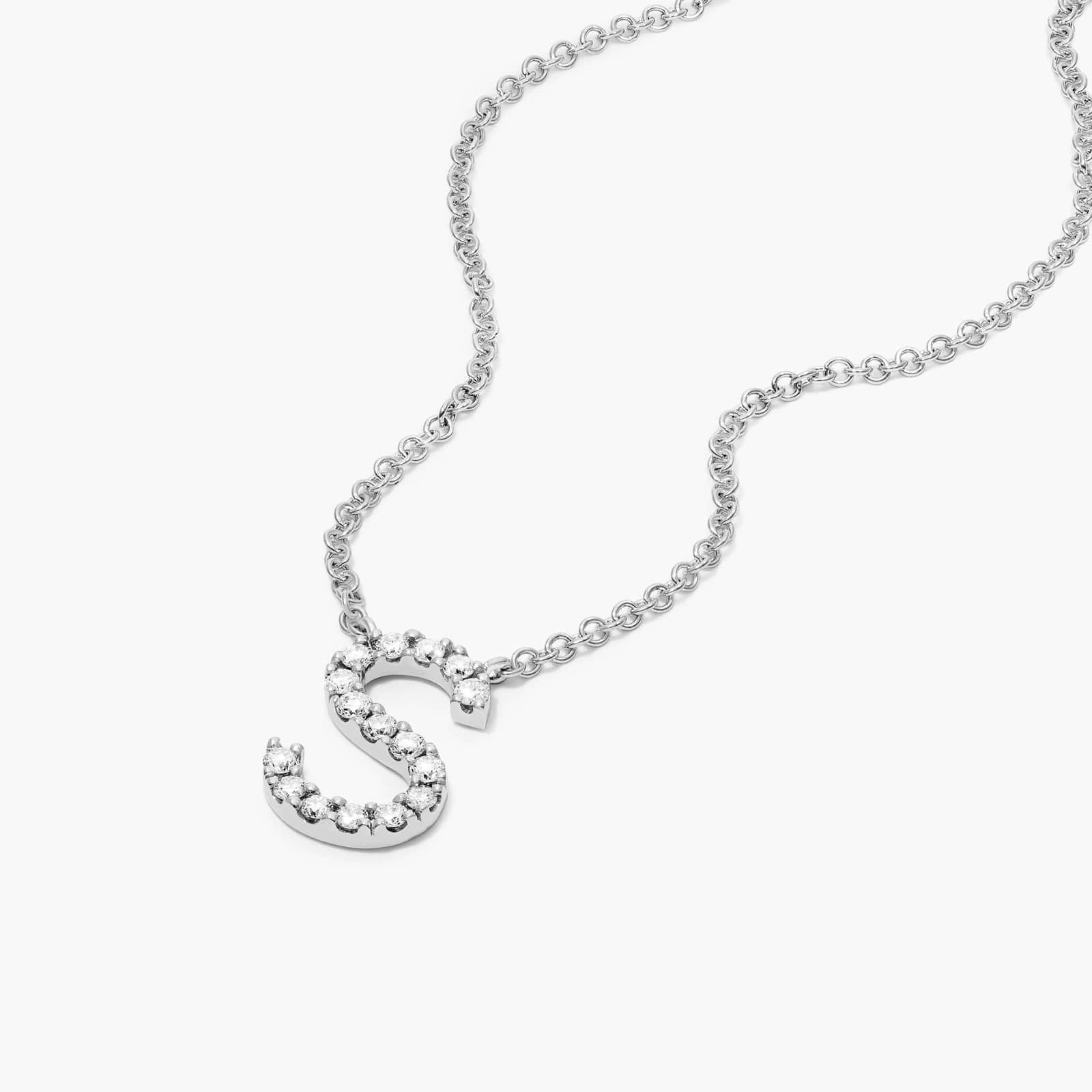 S Initial Lab-Grown Diamond Necklace In 14K White Gold
