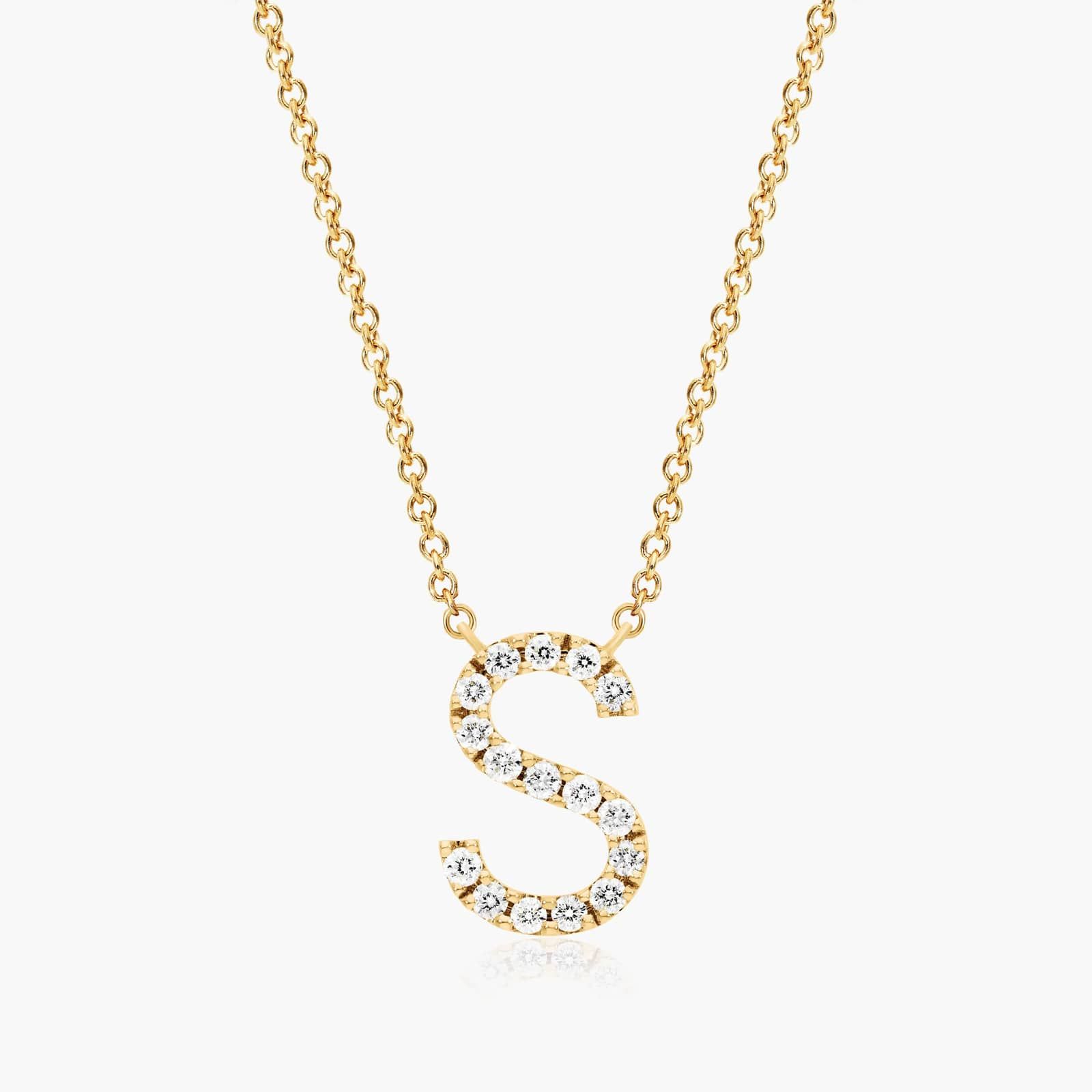 S Initial Lab-Grown Diamond Necklace In 14K Yellow Gold