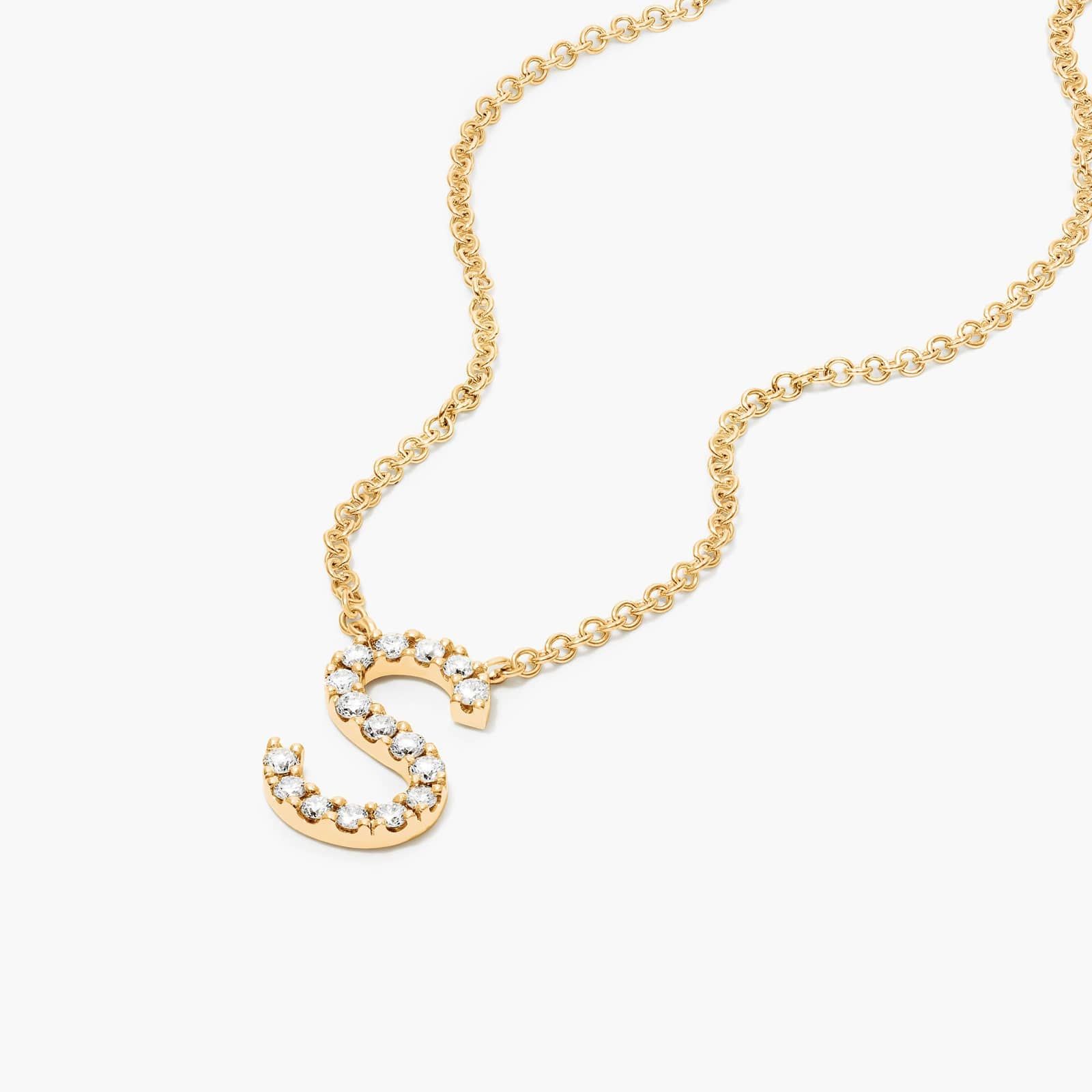 S Initial Lab-Grown Diamond Necklace In 14K Yellow Gold