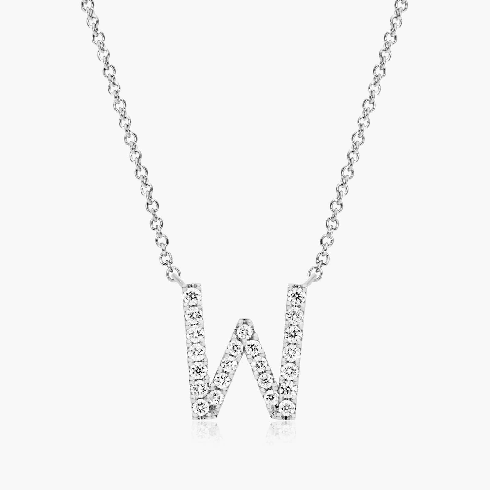 W Initial Lab-Grown Diamond Necklace In 14K White Gold