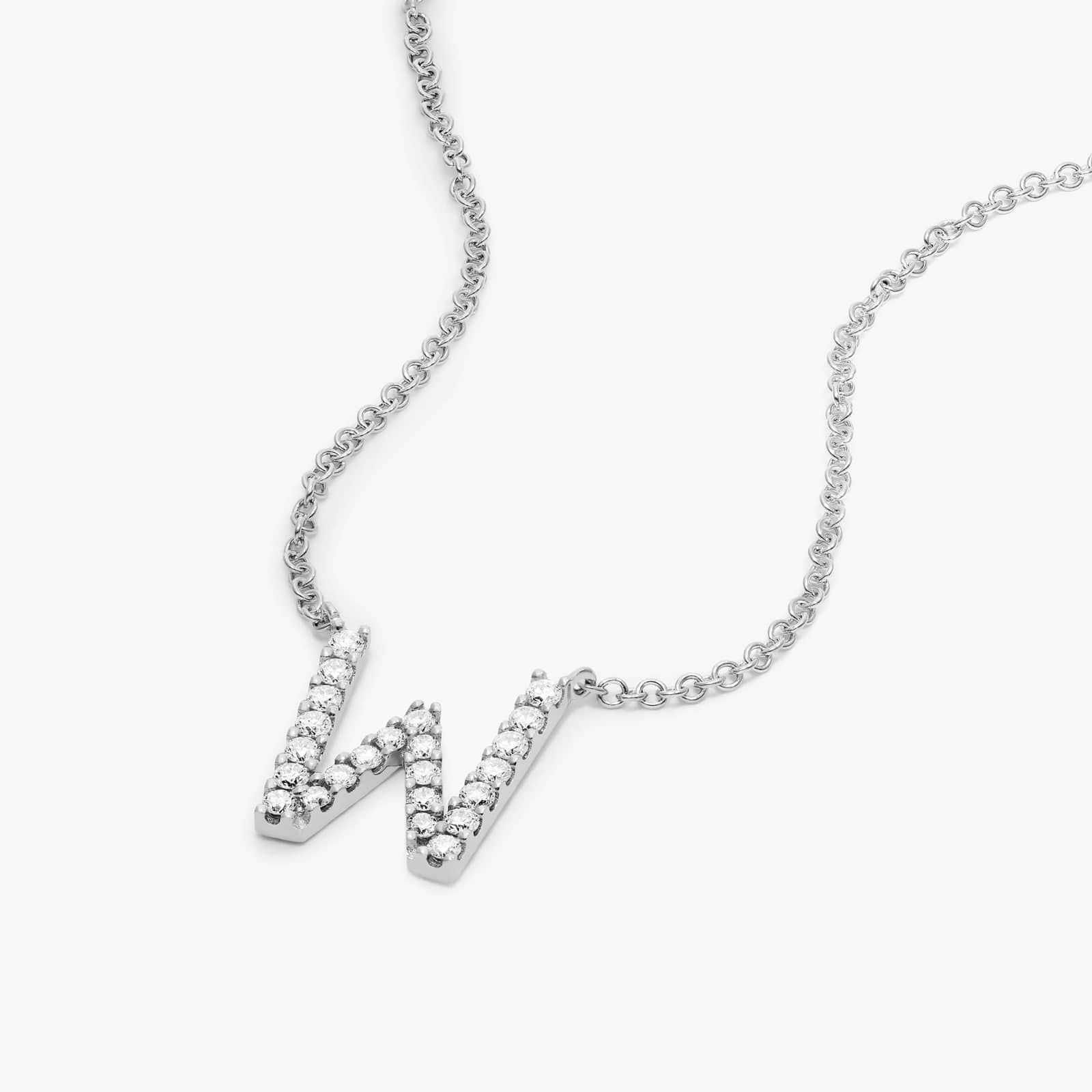 W Initial Lab-Grown Diamond Necklace In 14K White Gold