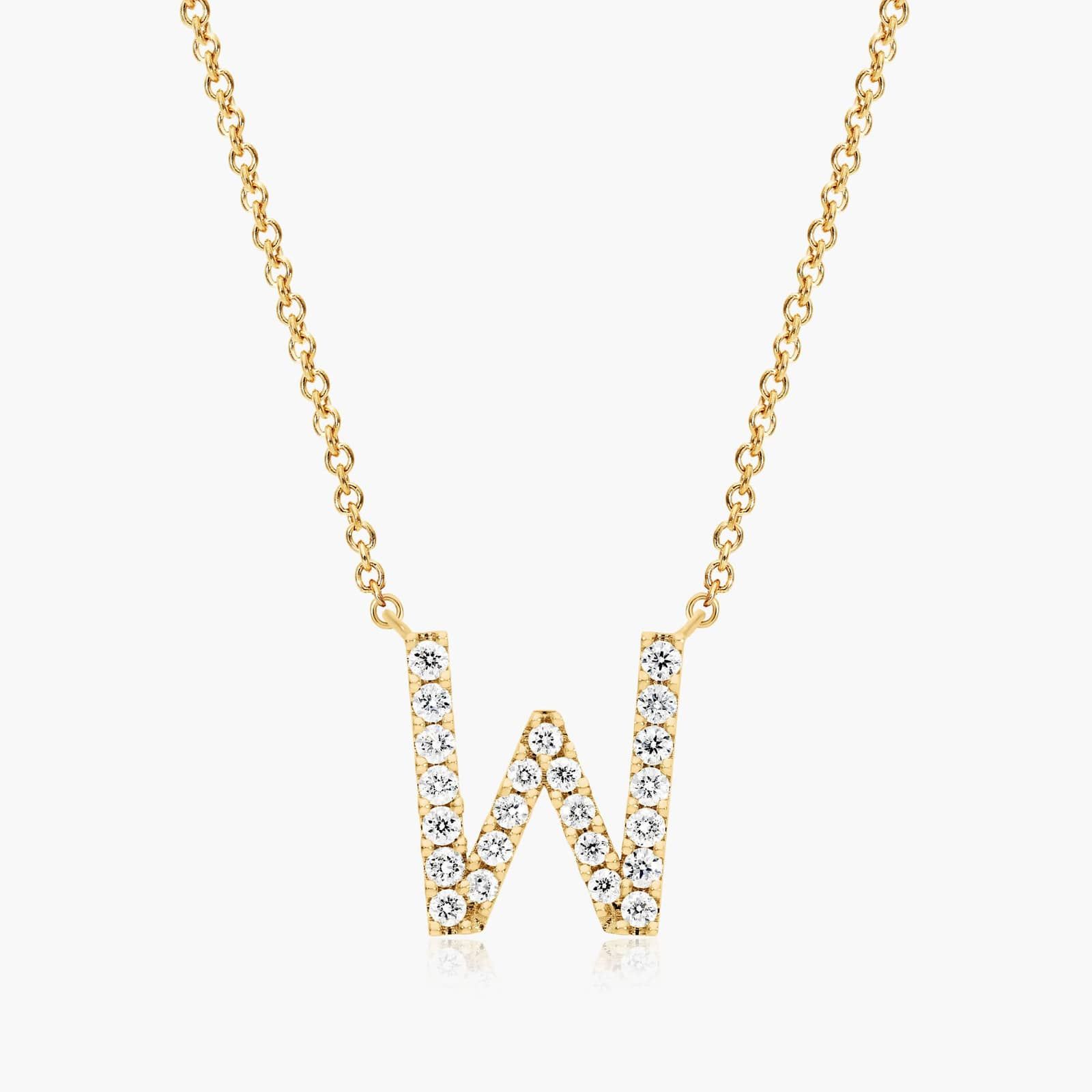 W Initial Lab-Grown Diamond Necklace In 14K Yellow Gold