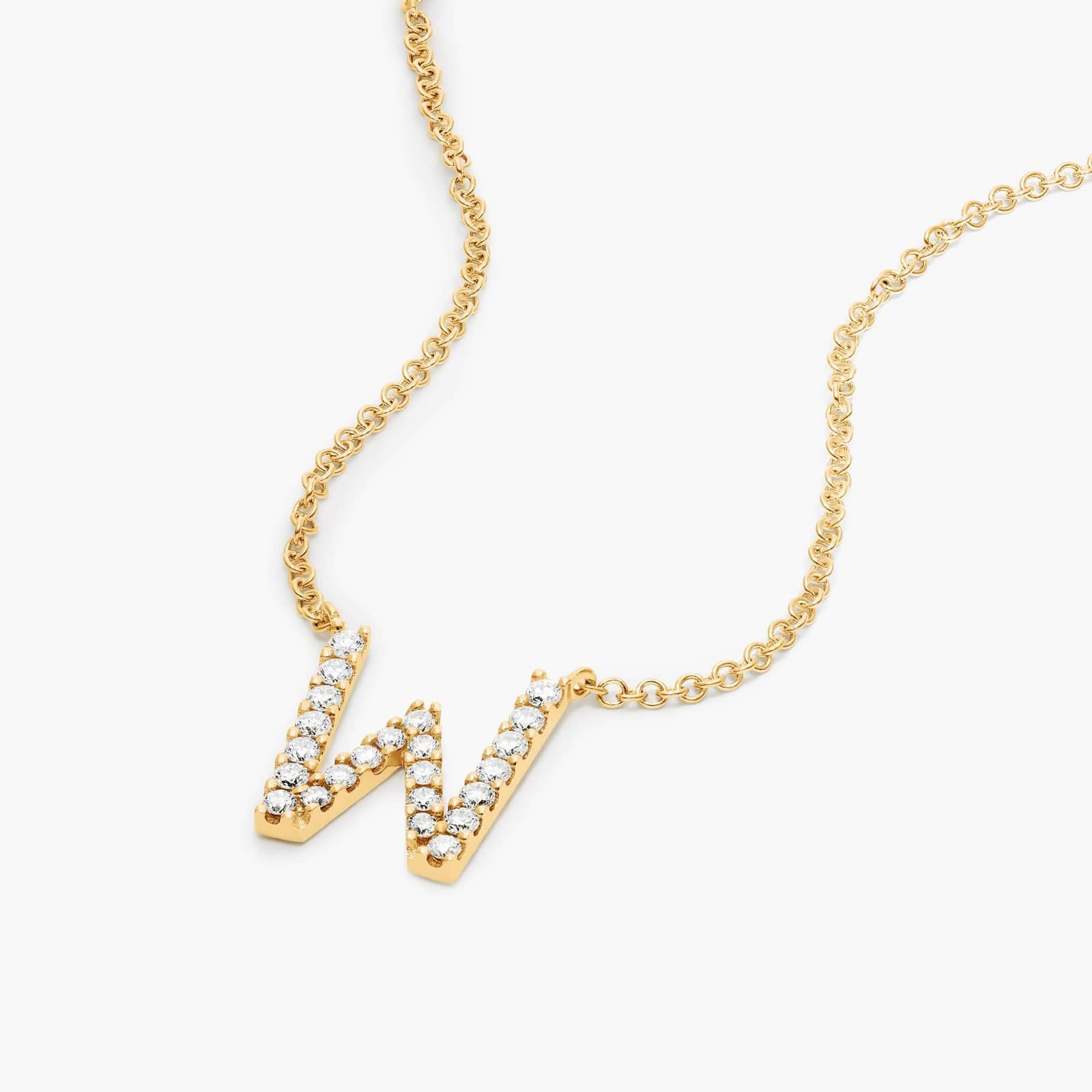 W Initial Lab-Grown Diamond Necklace In 14K Yellow Gold