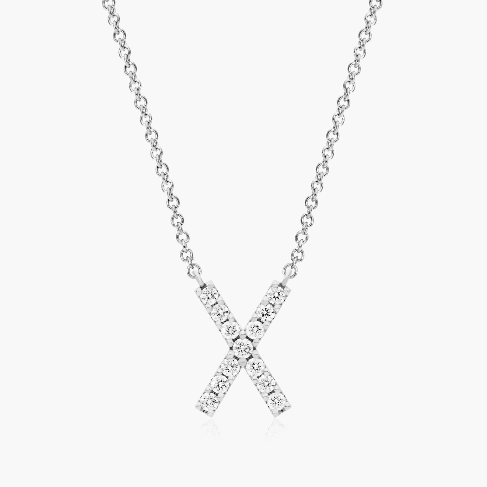 X Initial Lab-Grown Diamond Necklace In 14K White Gold