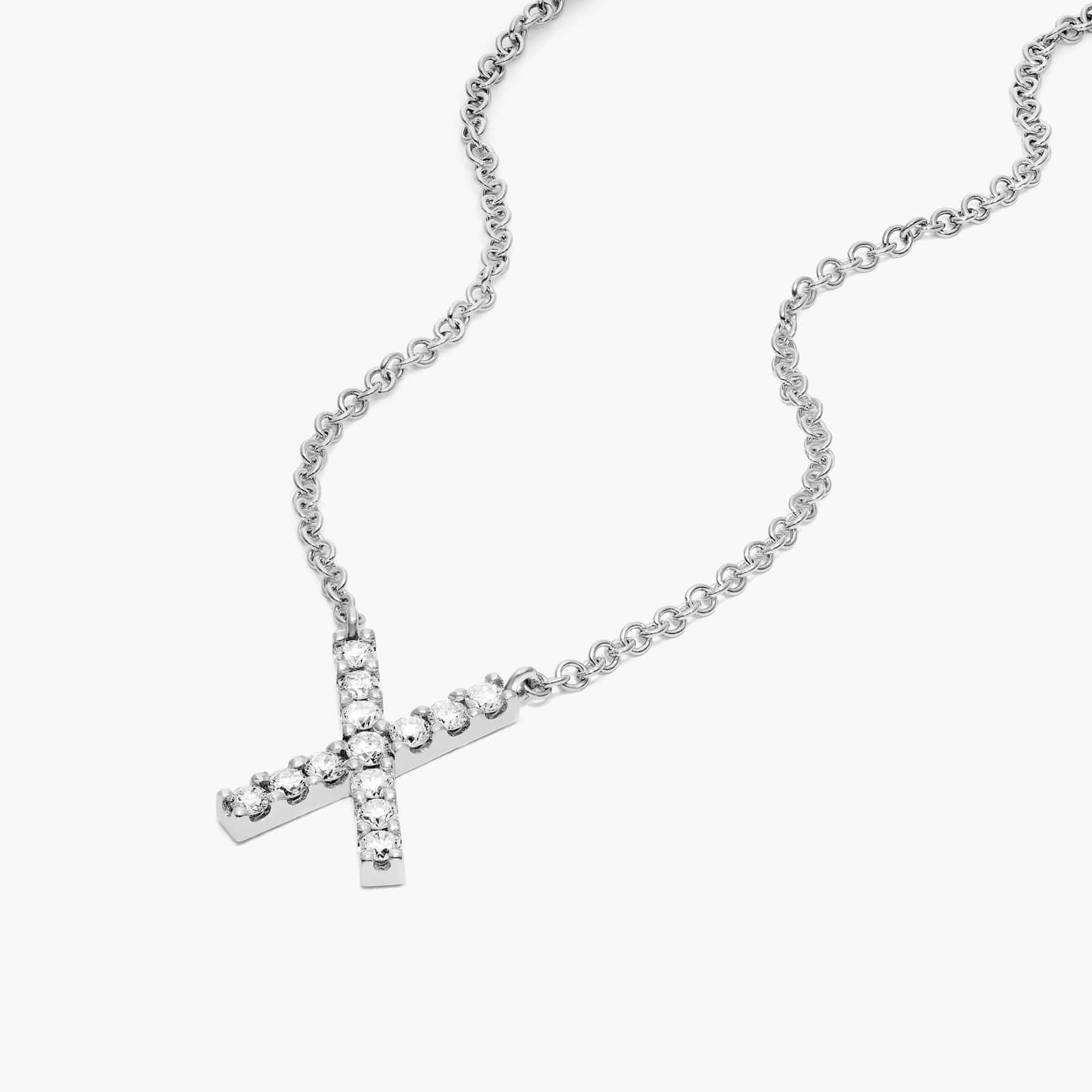 X Initial Lab-Grown Diamond Necklace In 14K White Gold