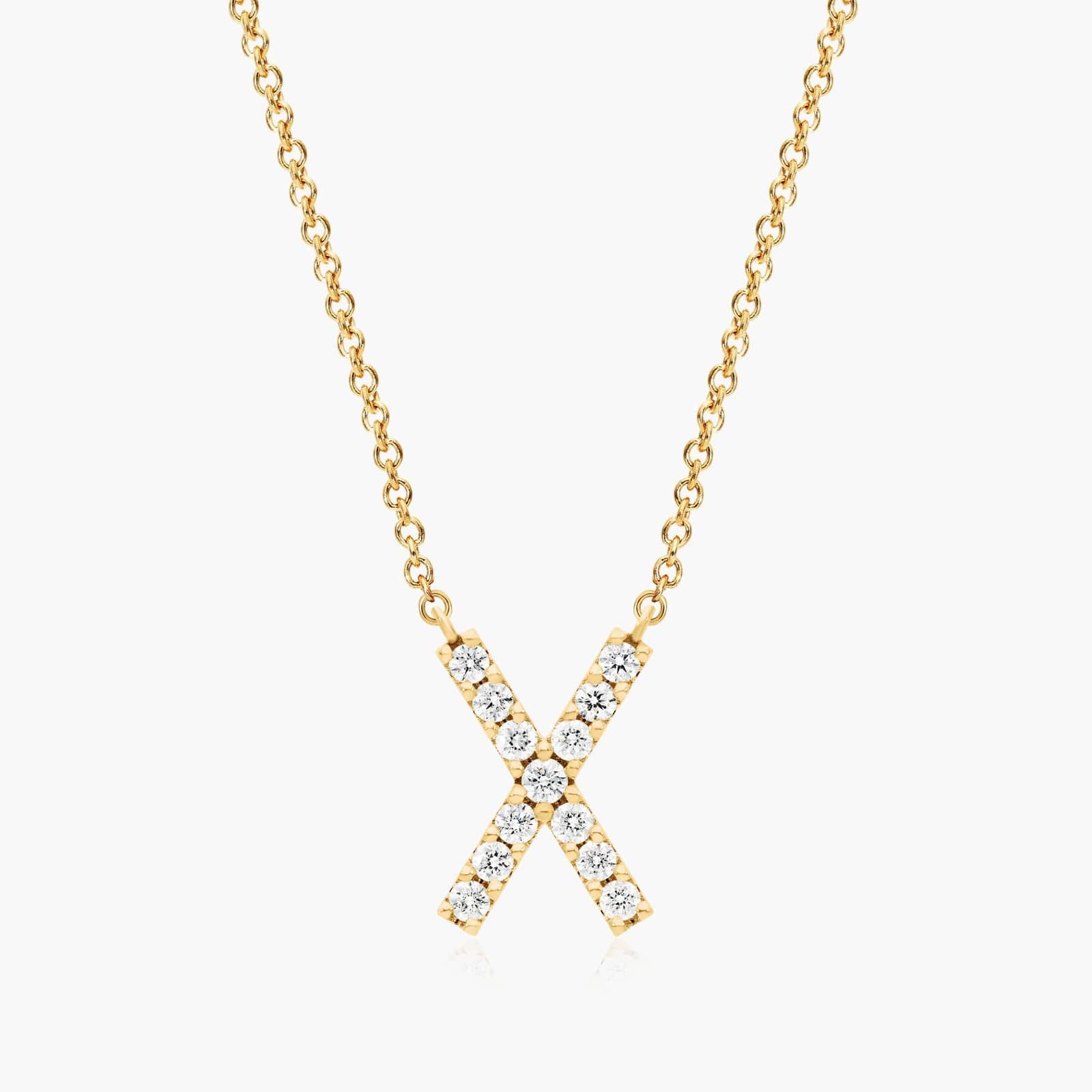 X Initial Lab-Grown Diamond Necklace In 14K Yellow Gold