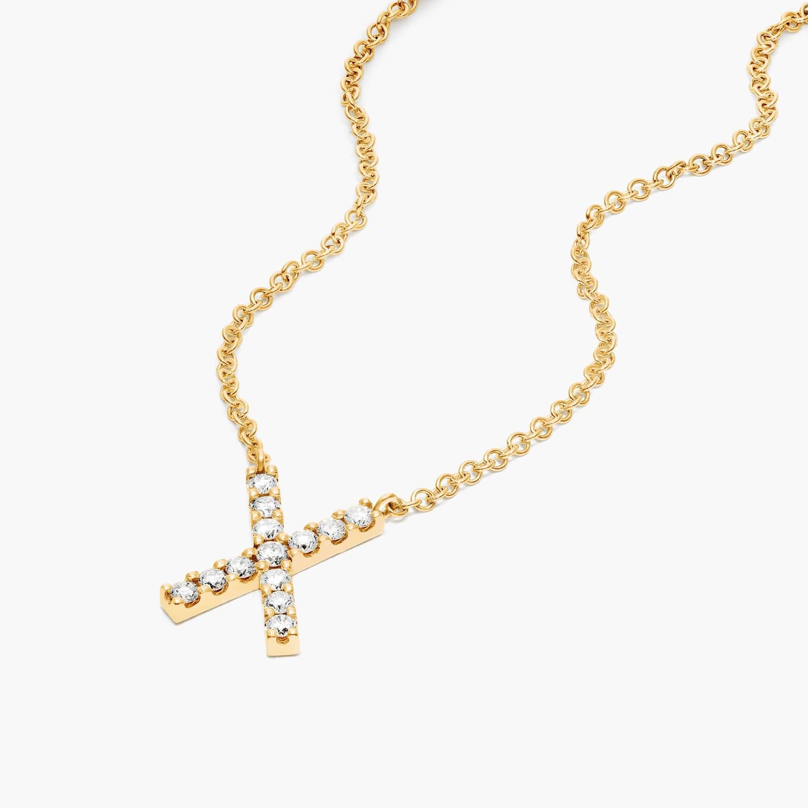 X Initial Lab-Grown Diamond Necklace In 14K Yellow Gold