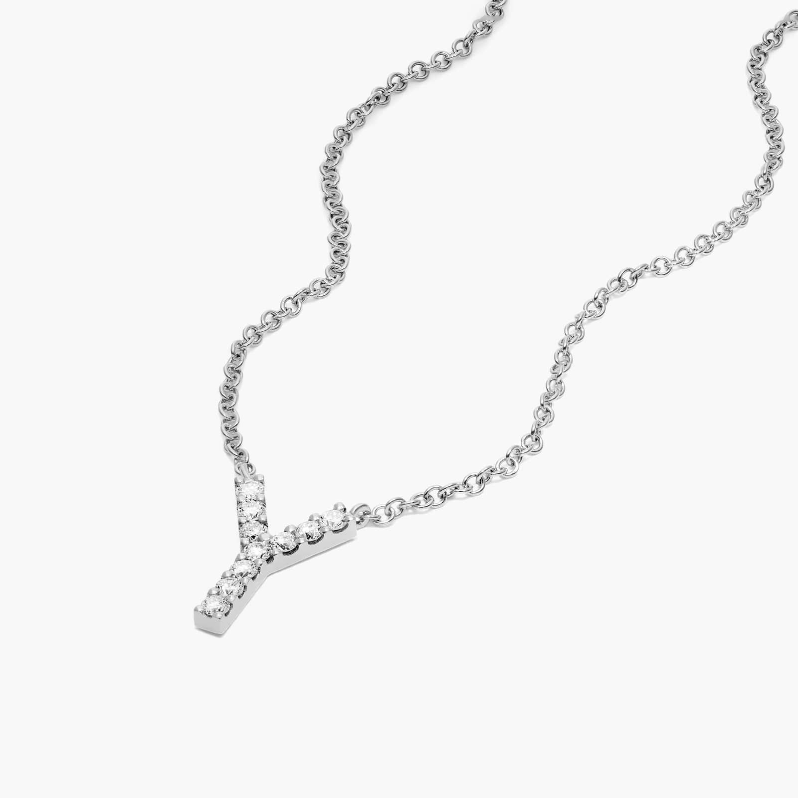Y Initial Lab-Grown Diamond Necklace In 14K White Gold