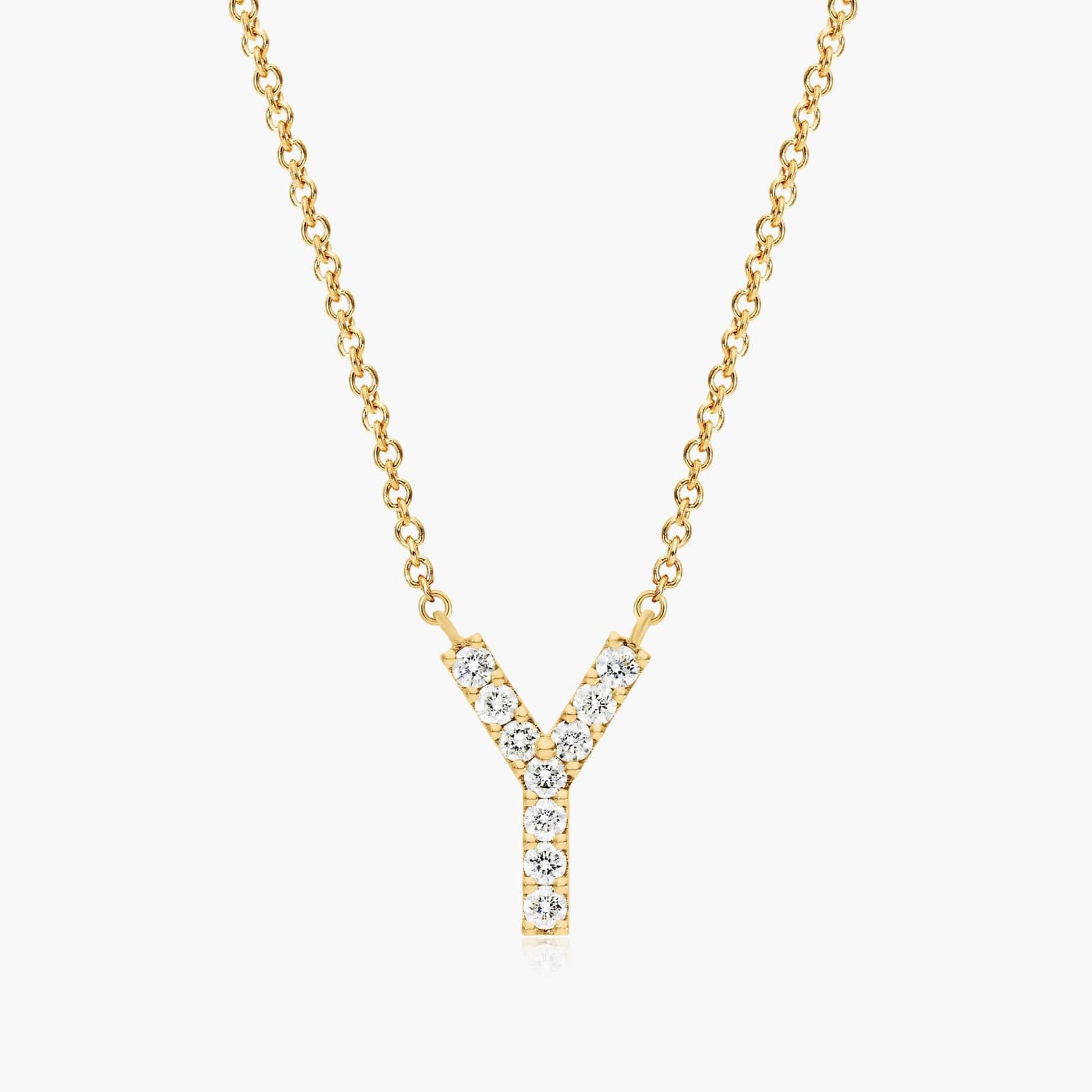 Y Initial Lab-Grown Diamond Necklace In 14K Yellow Gold
