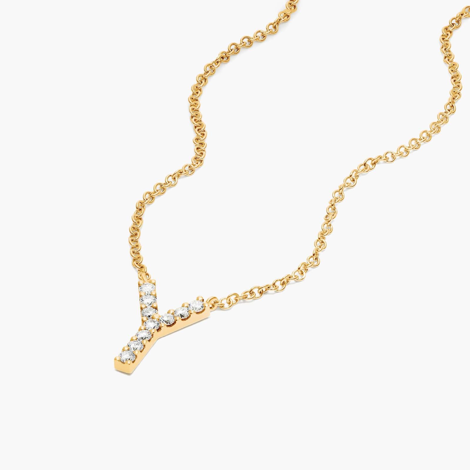 Y Initial Lab-Grown Diamond Necklace In 14K Yellow Gold