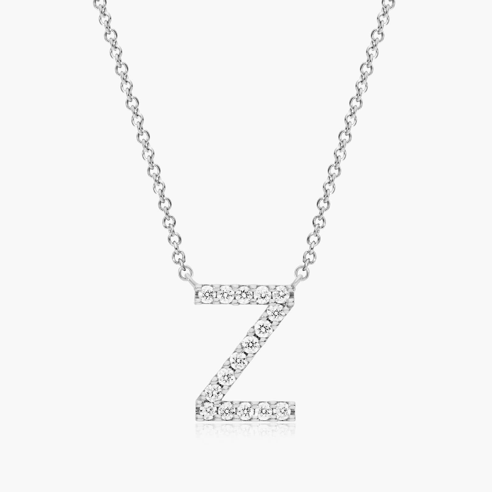 Z Initial Lab-Grown Diamond Necklace In 14K White Gold