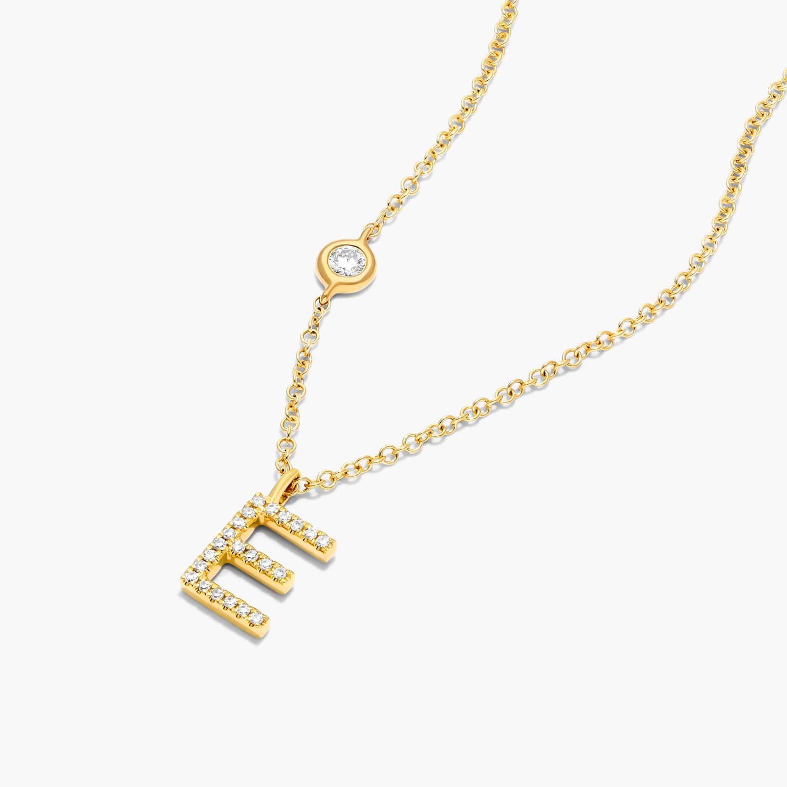 Initial E Diamond Necklace In 14K Yellow Gold