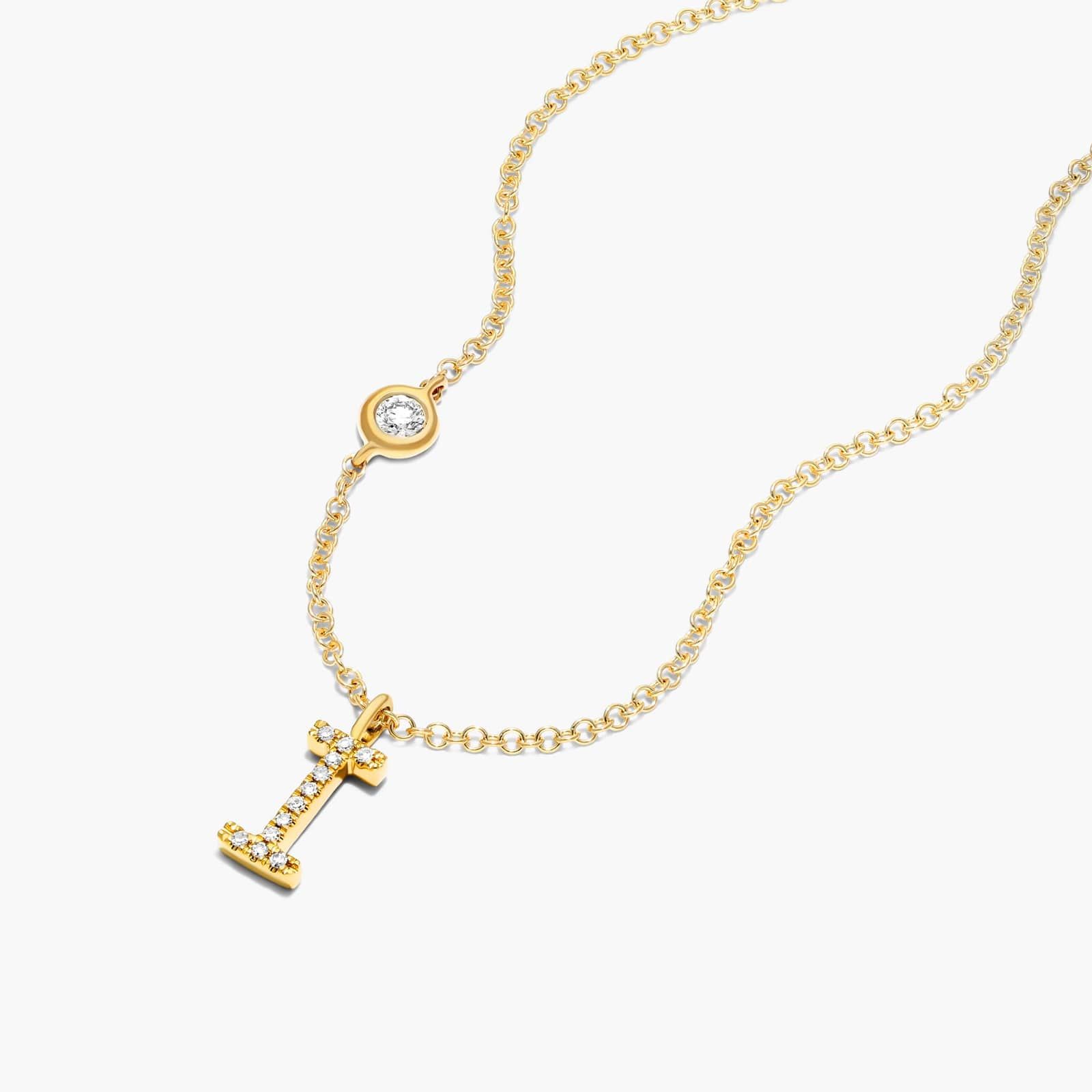 Initial I Diamond Necklace In 14K Yellow Gold