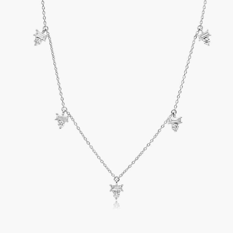 Dazzle Stack Lab-Grown Diamond Dangle Necklace In 14K White Gold