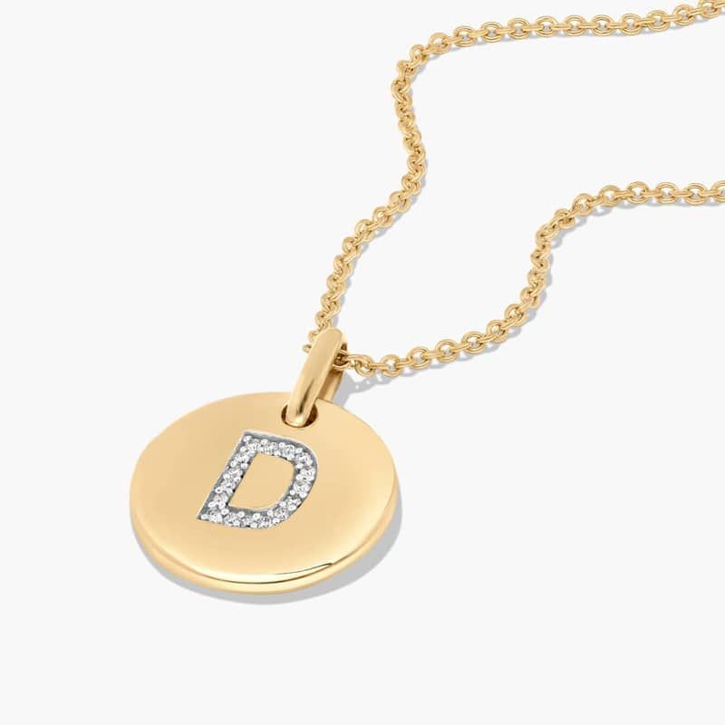 Diamond Initial D Pendant In 14K Yellow Gold