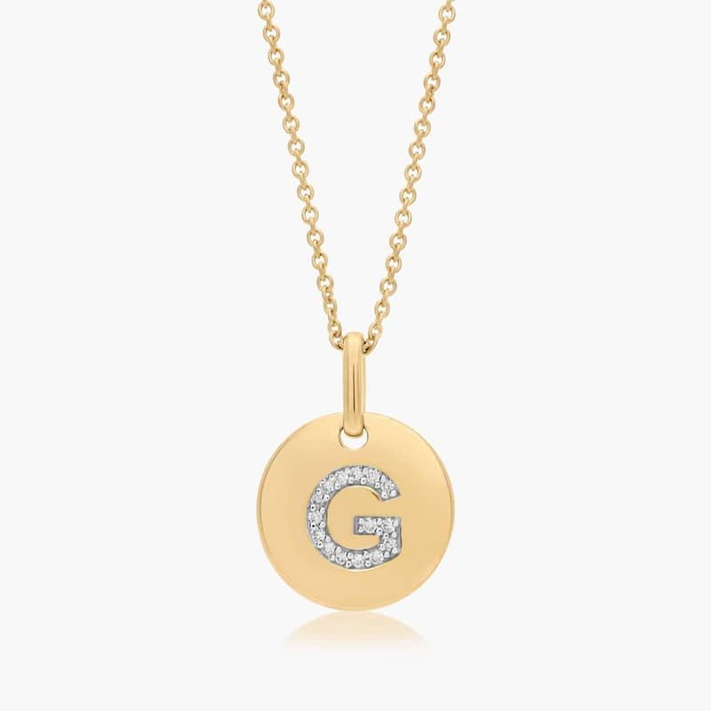 Diamond Initial G Pendant In 14K Yellow Gold