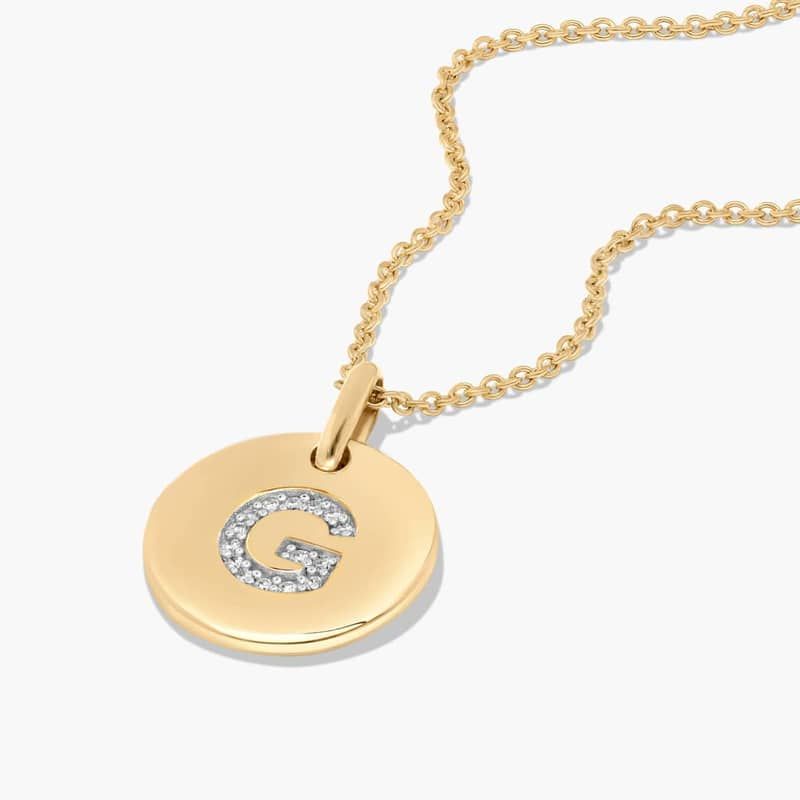 Diamond Initial G Pendant In 14K Yellow Gold
