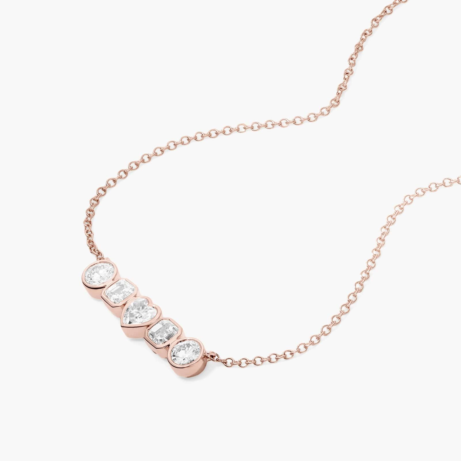 Fancy Bezel Pendant With Round, Asscher, And Heart Shaped Lab-Grown Diamonds In 14K Rose Gold