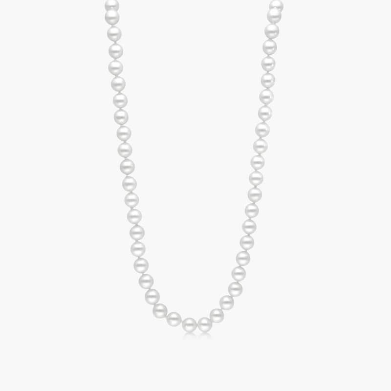 14K Yellow Gold Akoya Cultured Pearl Ball Clasp 16" Necklace (6.50-7.0mm) By James Allen