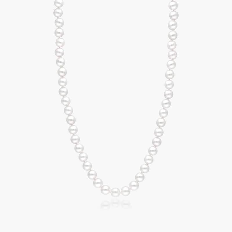14K White Gold Akoya Cultured Pearl Ball Clasp 16" Necklace (7.5-8.0mm) By James Allen