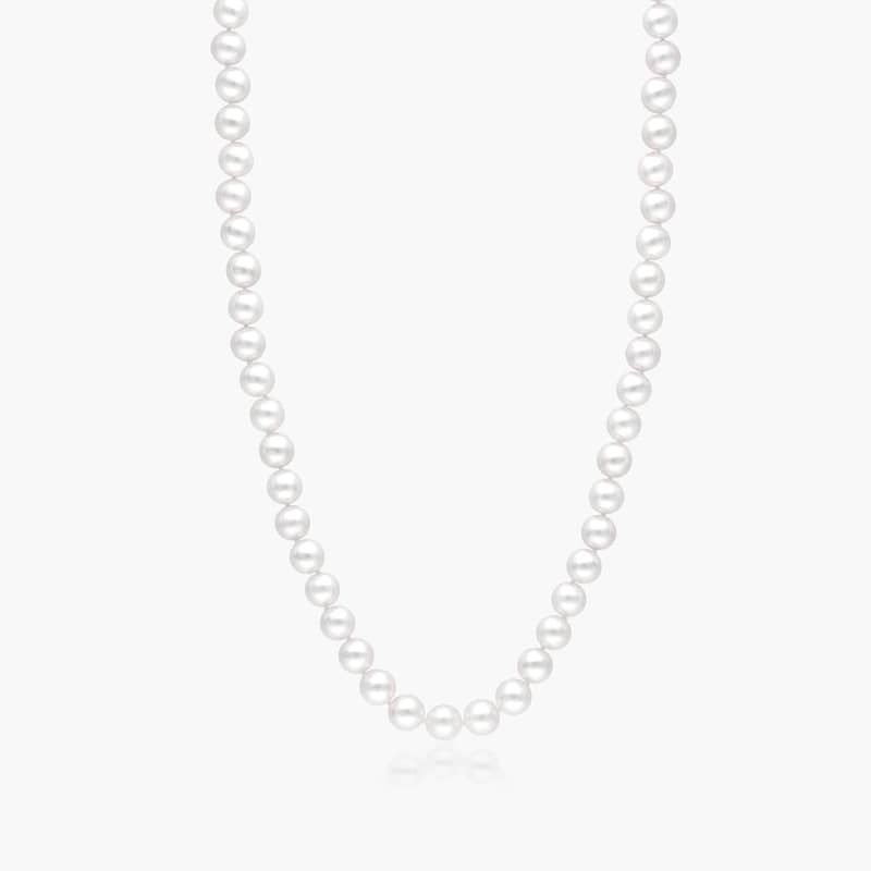 14K Yellow Gold Akoya Cultured Pearl Ball Clasp 16" Necklace (7.5-8.0mm) By James Allen