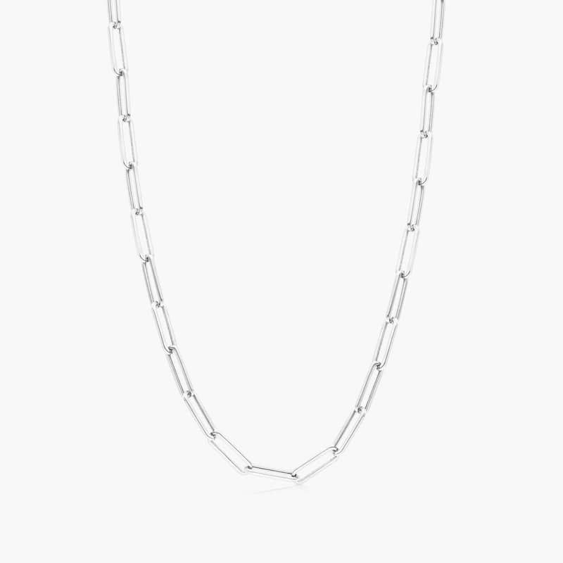 14K White Gold 3.9mm Paper Clip Chain Necklace