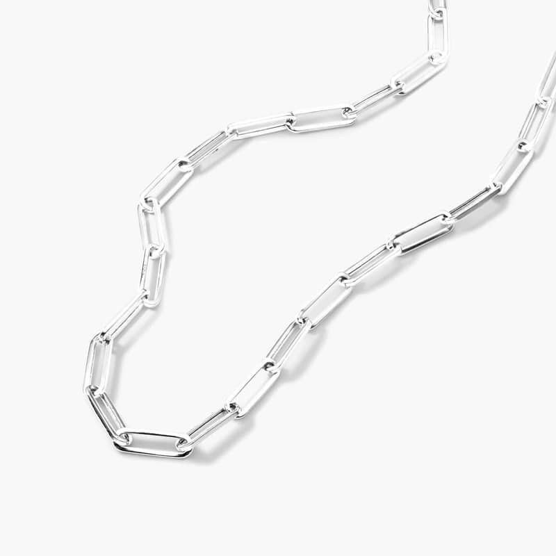 14K White Gold 3.9mm Paper Clip Chain Necklace