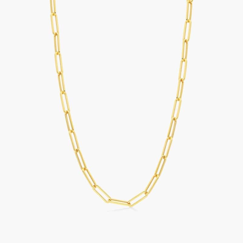 14K Yellow Gold 3.9mm Paper Clip Chain Necklace