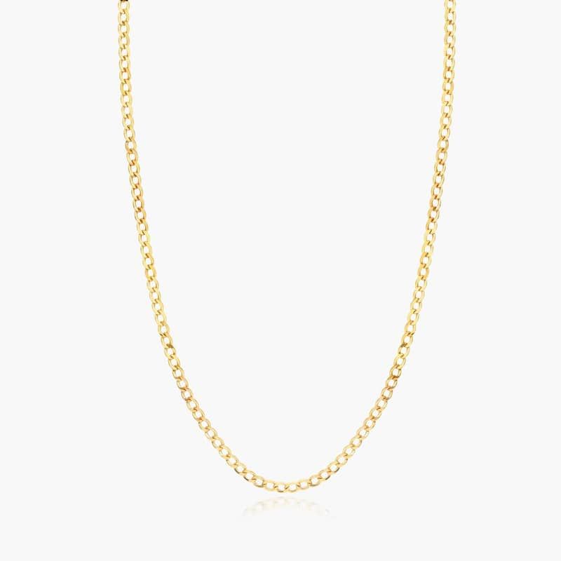 14K Yellow Gold 2.7mm Curb Chain Choker Necklace