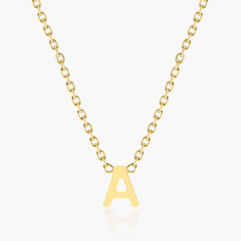 14K Yellow Gold Mini Initial A Necklace