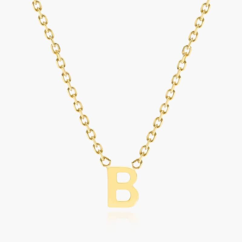 14K Yellow Gold Mini Initial B Necklace