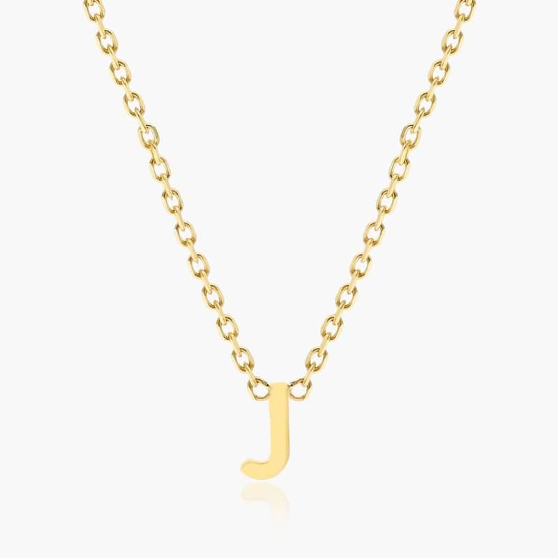 14K Yellow Gold Mini Initial J Necklace