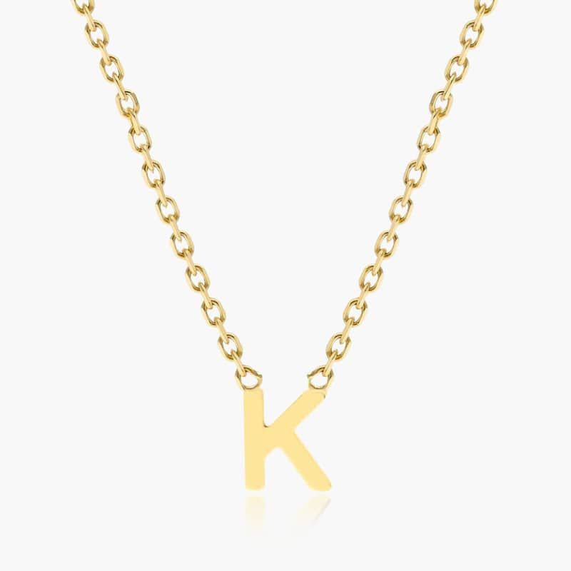 14K Yellow Gold Mini Initial K Necklace