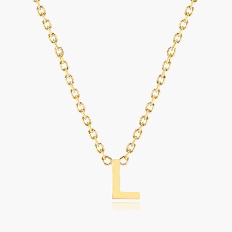 14K Yellow Gold Mini Initial L Necklace