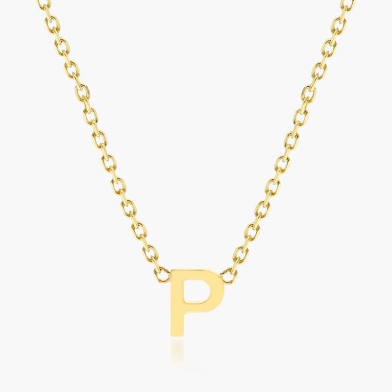 14K Yellow Gold Mini Initial P Necklace