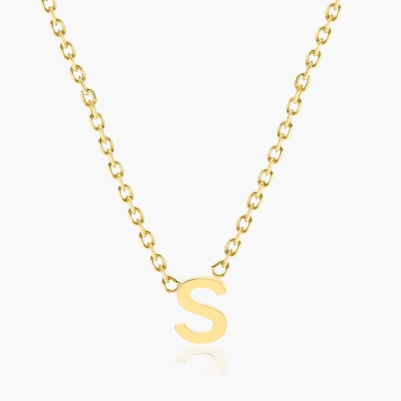 14K Yellow Gold Mini Initial S Necklace