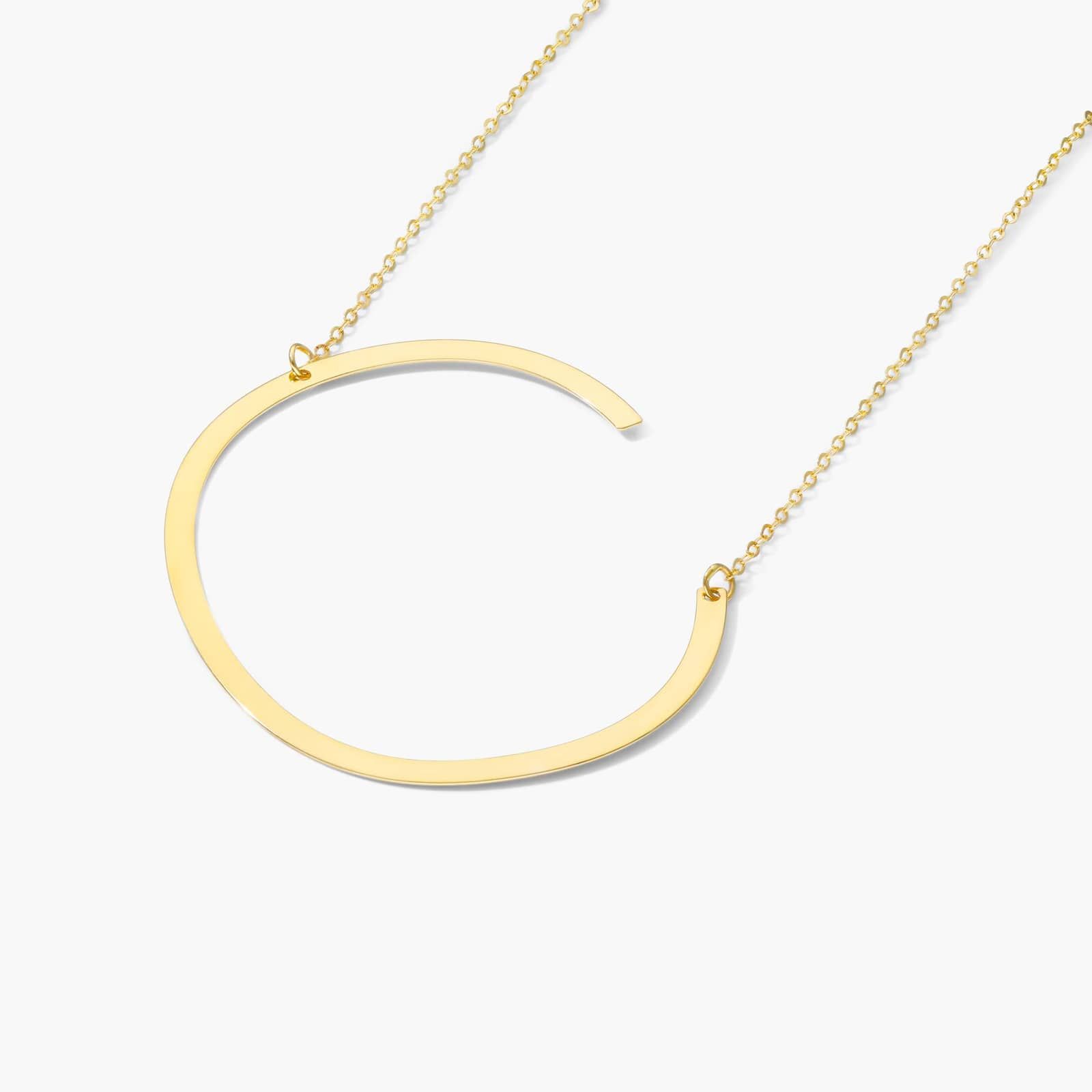 14K Yellow Gold Large Initial C Necklace