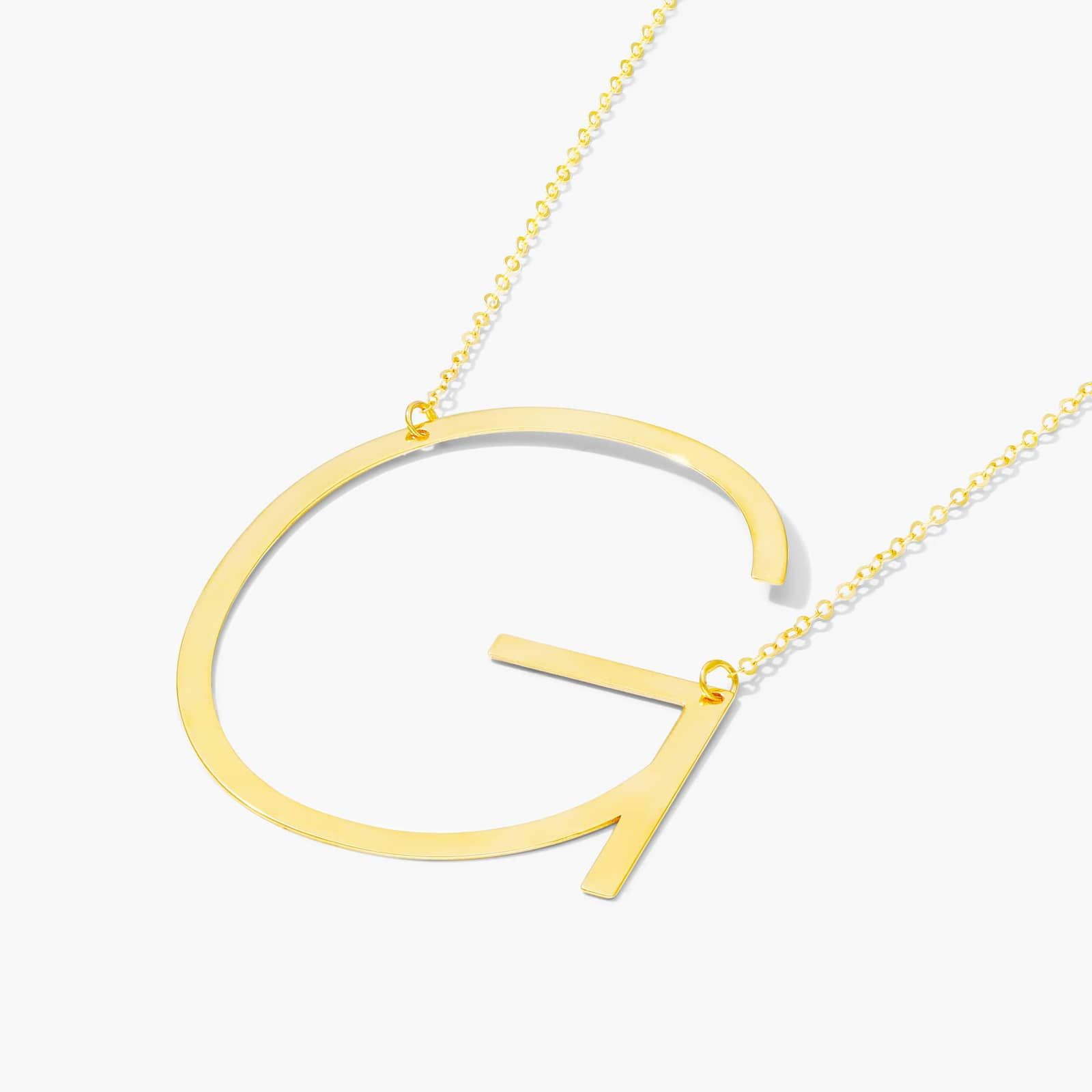 14K Yellow Gold Large Initial G Necklace