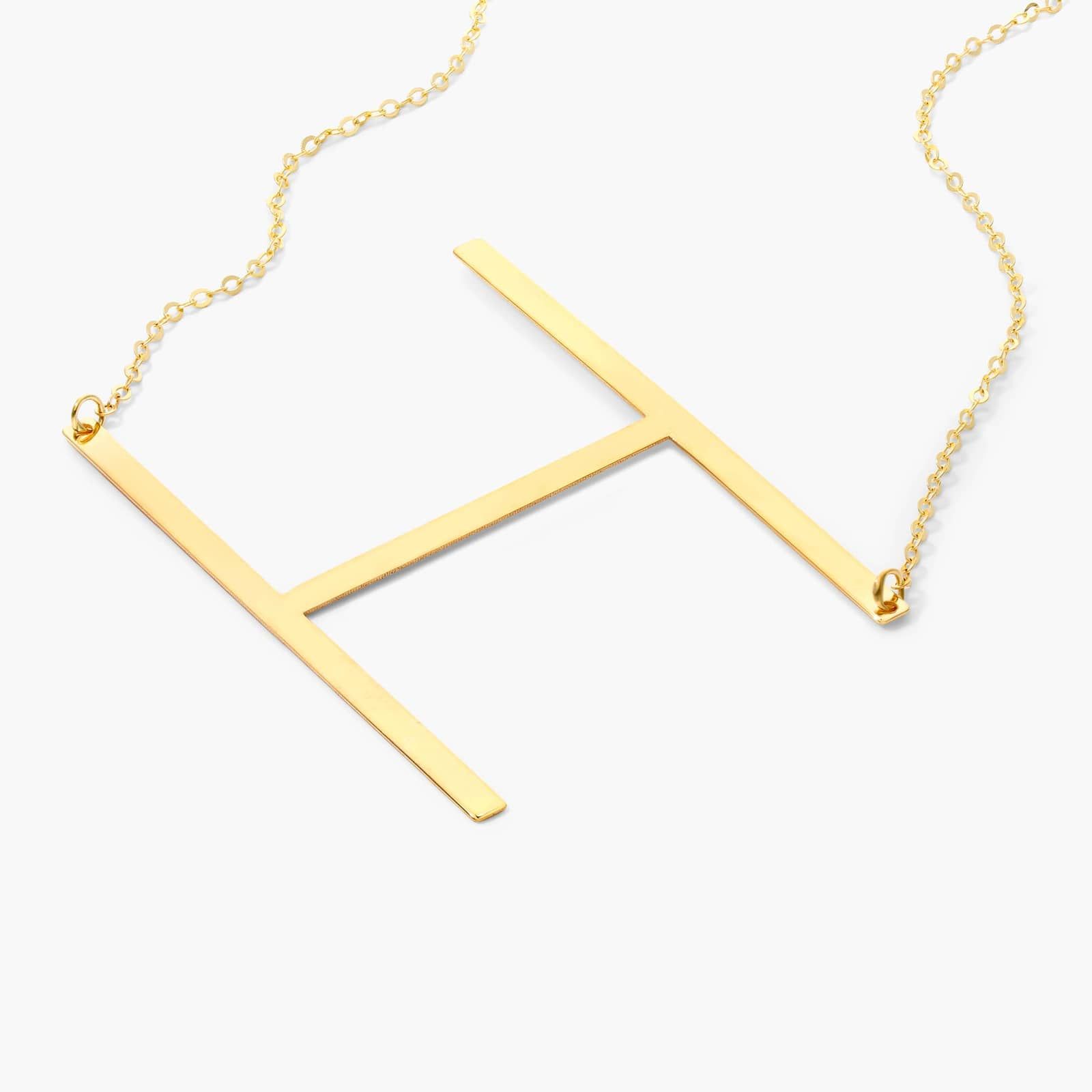 14K Yellow Gold Large Initial H Necklace