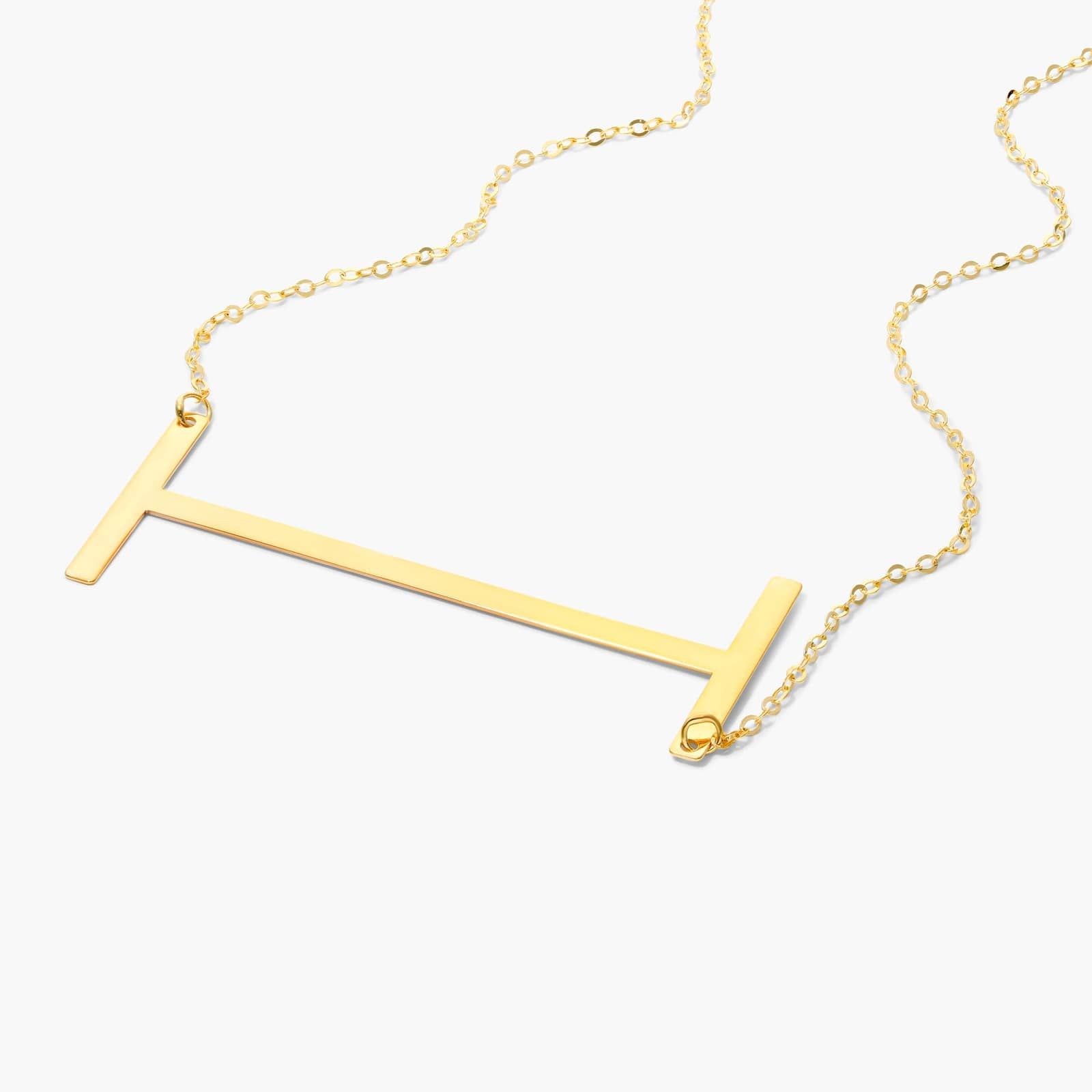 14K Yellow Gold Large Initial I Necklace