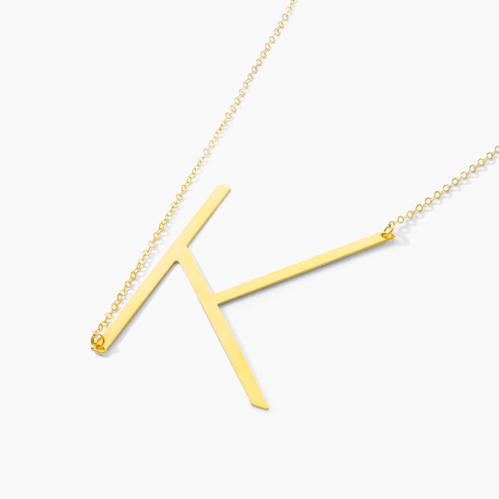 14K Yellow Gold Large Initial K Necklace