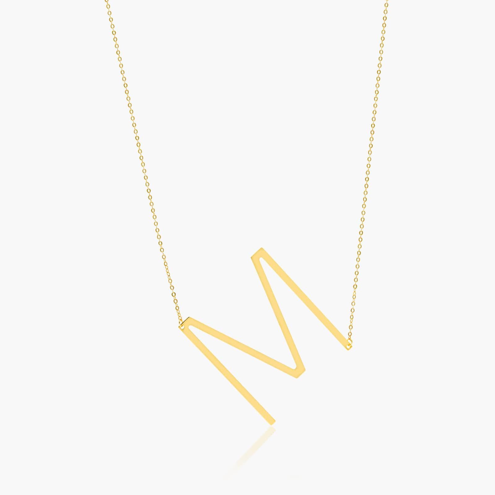 14K Yellow Gold Large Initial M Necklace