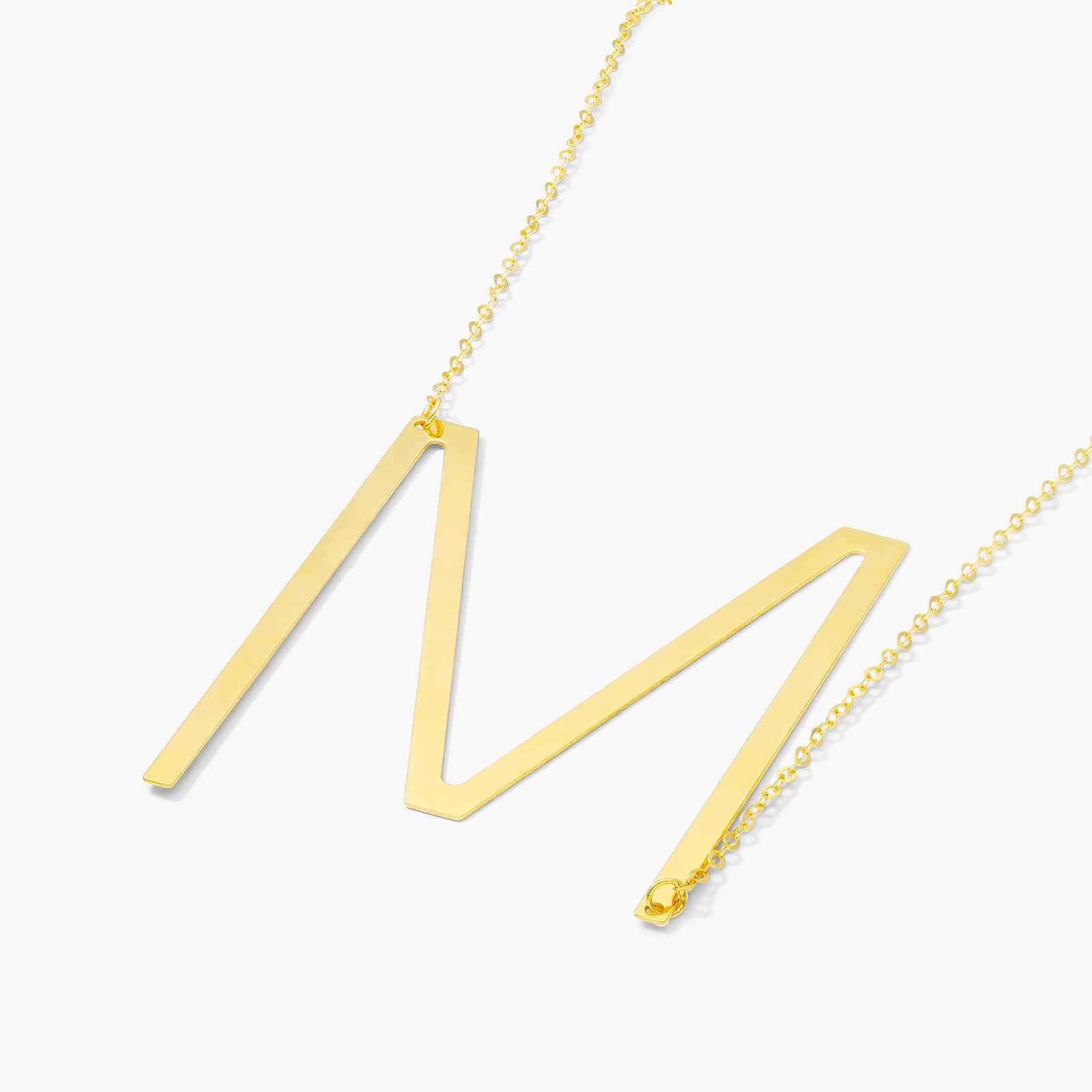 14K Yellow Gold Large Initial M Necklace